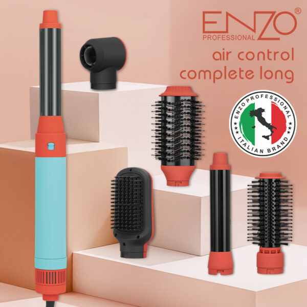 Styler électrique ENZO Professional 6 en 1 détachable et interchangeable, peigne à air chaud, sèche-cheveux en une seule étape, ensemble de brosses