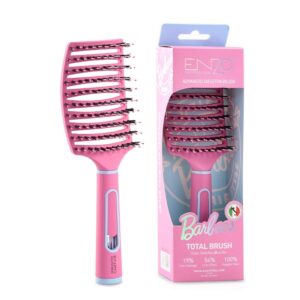 Brosse à cheveux bouclés ENZO de haute qualité en nylon rose avec peigne à dents fines