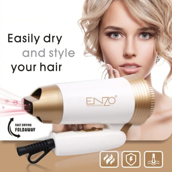 Sèche-cheveux Pliable 1200W Format Voyage Avec Températures Réglables Enzo EN-607