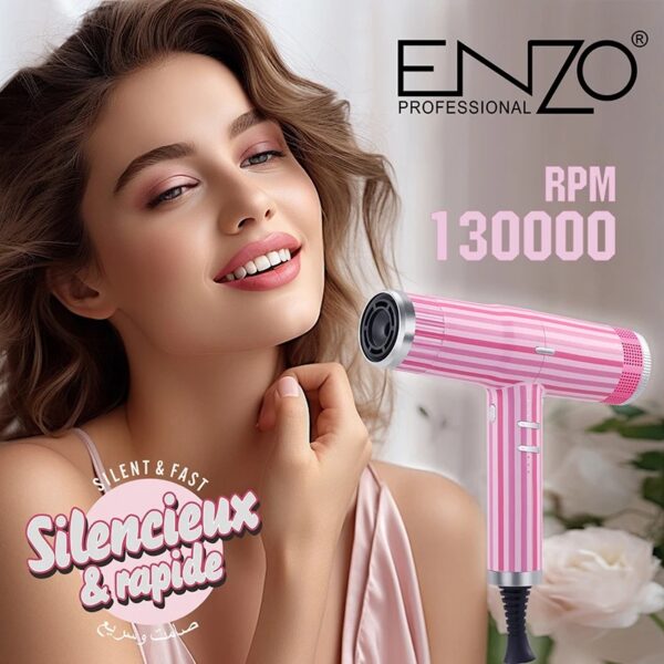 Sèche-cheveux ENZO EN-1801 Salon 130000 tr/min Moteur AC Diffuseur à vide Buse Sèche-cheveux SILENCIEUX à ions négatifs Revair Séchage rapide Haute vitesse