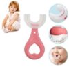 Brosse à dent rose pour enfant en silicone