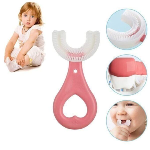 Brosse à dent rose pour enfant en silicone