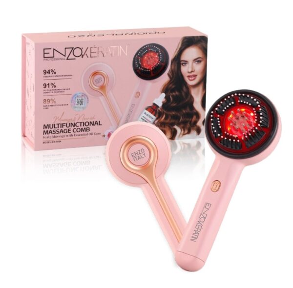 Brosse massage cuir chevelu - Lumière rouge 660 nm - Micro-courant EMS -