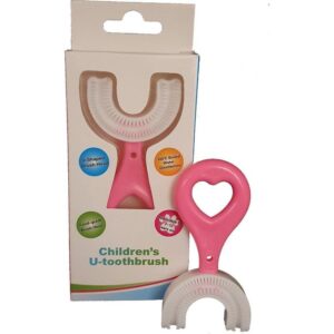 Brosse à dent rose pour enfant en silicone