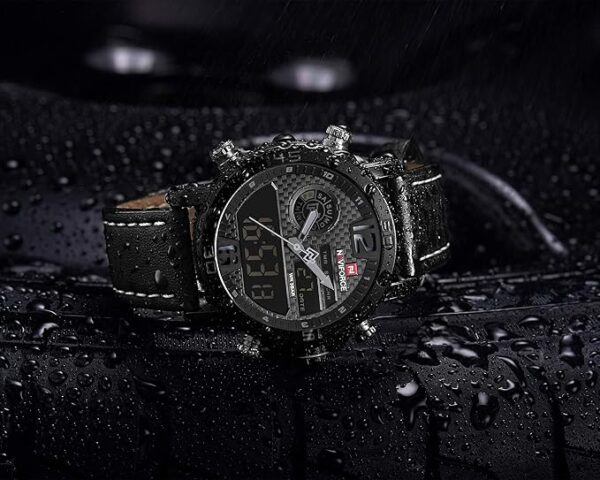 NAVIFORCE Montre analogique numérique pour homme - Double affichage - Étanche - Chronographe - Rétroéclairage - Quartz