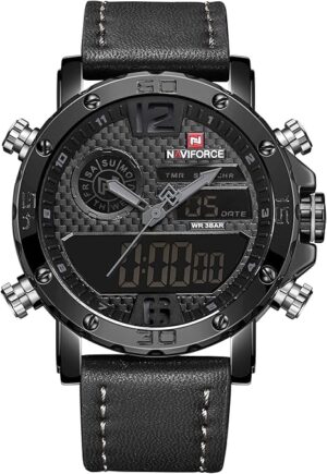 81qIFCi6ckL._AC_SY679_ NAVIFORCE Montre analogique numérique pour homme - Double affichage - Étanche - Chronographe - Rétroéclairage - Quartz