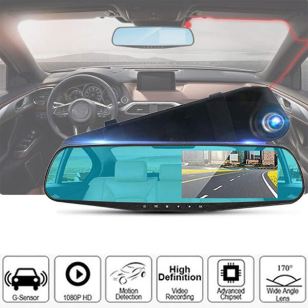 Rétroviseur et Caméra de voiture avant FHD 1080P 4.3P